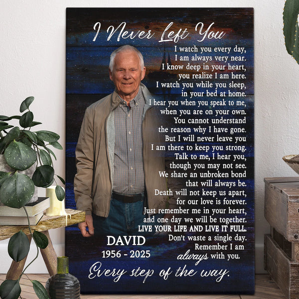 Memorial Personalized Canvas Prints - Custom Photo & Text - 5 Sizes - Memorial Gifts, I Never Left You - Dem Canvas
