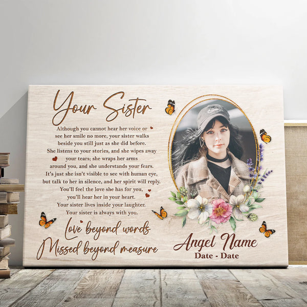 Personalized Canvas Prints, Custom Photo Sympathy Gifts, Memorial Gifts, Remembrance Gifts, Loss Of Sister , Condolence Gifts, Dem Canvas