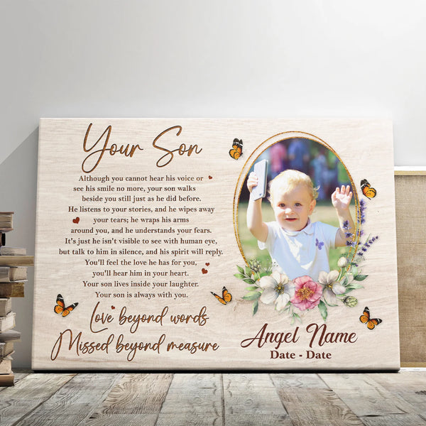 Personalized Canvas Prints, Custom Photo Sympathy Gifts, Memorial Gifts, Remembrance Gifts, Loss Of Son, Condolence Gifts, Dem Canvas