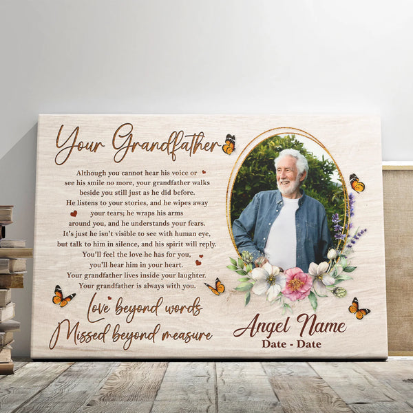 Personalized Canvas Prints, Custom Photo Sympathy Gifts, Memorial Gifts, Remembrance Gifts, Loss Of Grandfather, Condolence Gifts, Dem Canvas