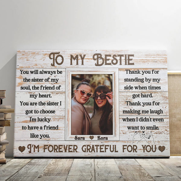 Bestie Personalized Canvas Prints - Custom Photo & Text - 5 Sizes - Best Friend Canvas, Bestie Gift, Gift For BFF, To My Bestie - Dem Canvas