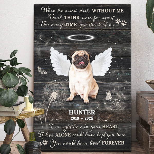 Pet Personalized Canvas Prints - Custom Photo & Text - 5 Sizes - Dog Memorial, Pet Loss,  Angel Wings When Tomorrow Starts Without Me - Dem Canvas