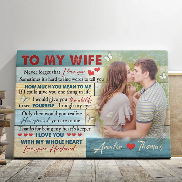 Couple Personalized Canvas Prints - Custom Photo & Text - 5 Sizes - Gift For Couple, To My Wife Never Forget That I Love You - Dem Canvas