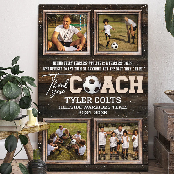Sports Coach Personalized Canvas Prints – Custom Photo & Text – 5 Sizes – Sports Coach Gift, Thank You Gift For Coaches – Dem Canvas