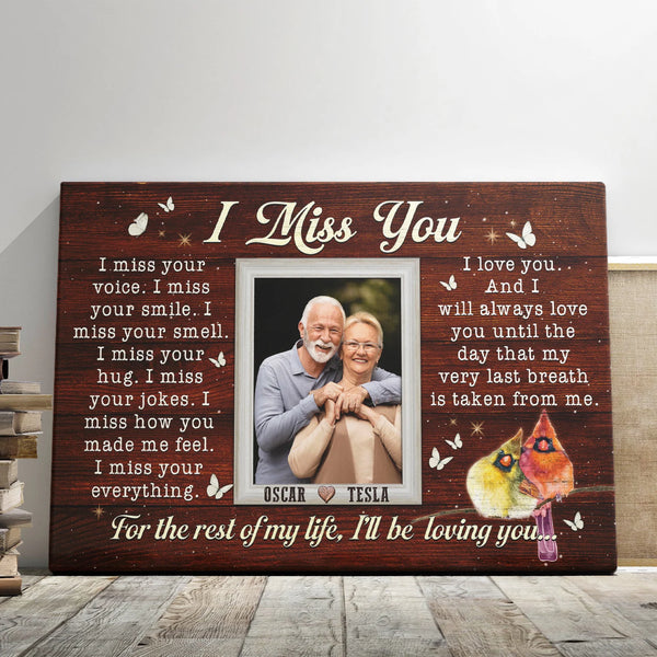 Memorial Personalized Canvas Prints - Custom Photo & Text - 5 Sizes -  Remembrance Gift, I Miss You, I Miss Your Voice, I Miss Your Smile - Dem Canvas
