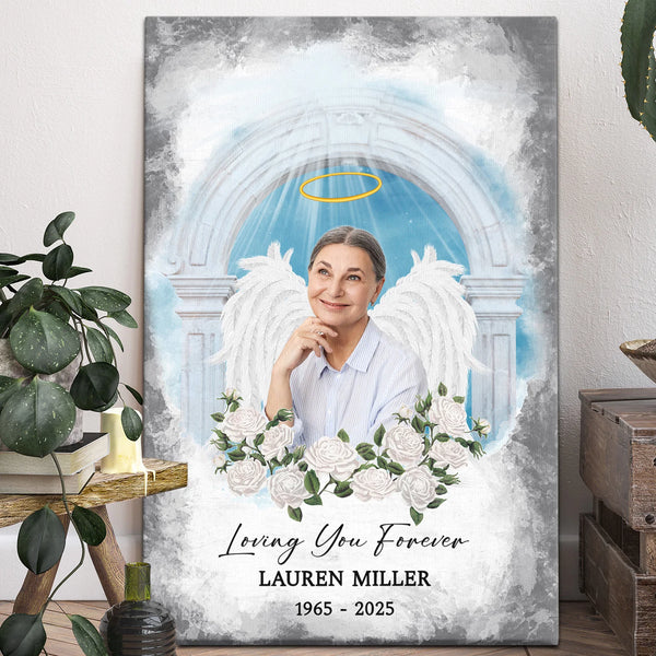 Memorial Personalized Canvas Prints - Custom Photo & Text - 5 Sizes - Sympathy Gifts, Loss Of Loved One, Loving You Forever - Dem Canvas