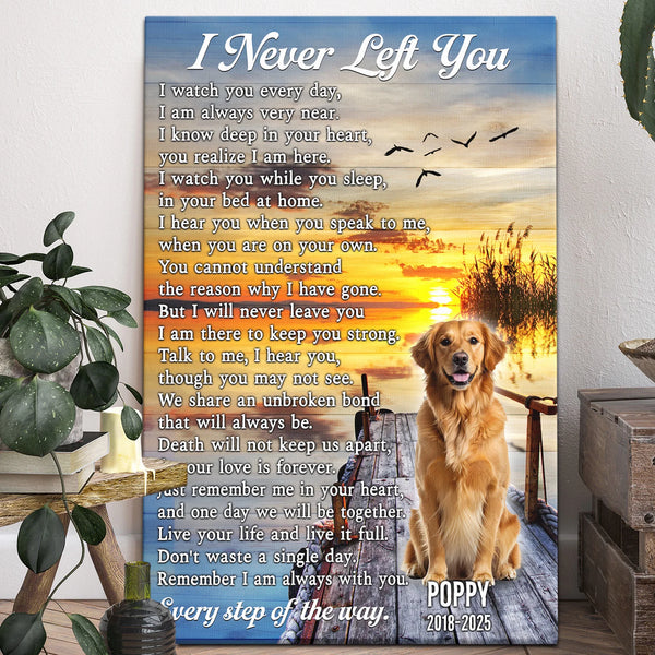 Pet Memorial Personalized Canvas Prints - Custom Photo & Text - 5 Sizes - Sympathy Gift, Dog Loss, I Never Left You, Love My Pet - Dem Canvas