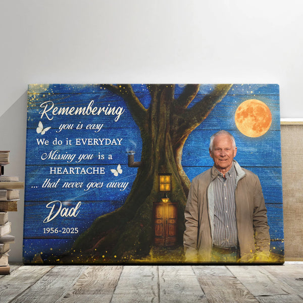 Memorial Personalized Canvas Prints - Custom Photo & Text - 5 Sizes - Sympathy Gifts, Missing You Is A Heartache, That Never Goes Away - Dem Canvas