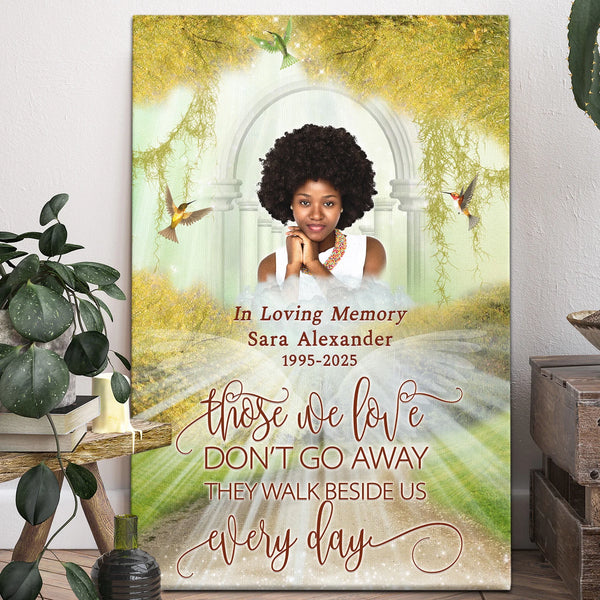 Memorial Personalized Canvas Prints - Custom Photo & Text - 5 Sizes - Sympathy Gifts, Loss Of Loved One, Those We Love Don't Go Away - Dem Canvas