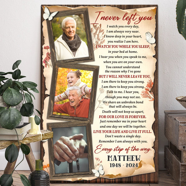 Memorial Personalized Canvas Prints - Custom Photo & Text - 5 Sizes - I Never Left You, Remembrance Canvas for Loved Ones - Dem Canvas