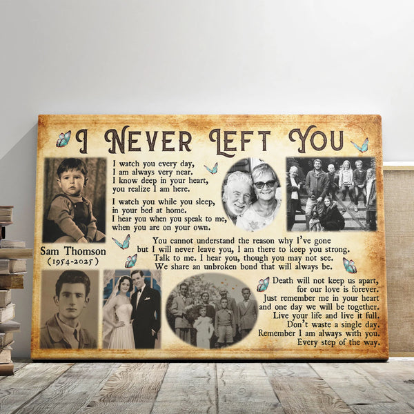 Memorial Personalized Canvas Prints - Custom Photo & Text - 5 Sizes - Sympathy Gifts, Memorial Photo Stories, I Never Left You - Dem Canvas
