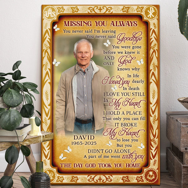 Memorial Personalized Canvas Prints - Custom Photo & Text - 5 Sizes - Sympathy Gifts, Loss Of Loved One, Missing You Always - Dem Canvas