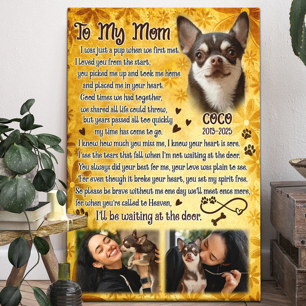 Pet Memorial Personalized Canvas Prints - Custom Photo & Text - 5 Sizes - Dog Loss, Pet Memorial Photo Stories, Waiting At The Door - Dem Canvas