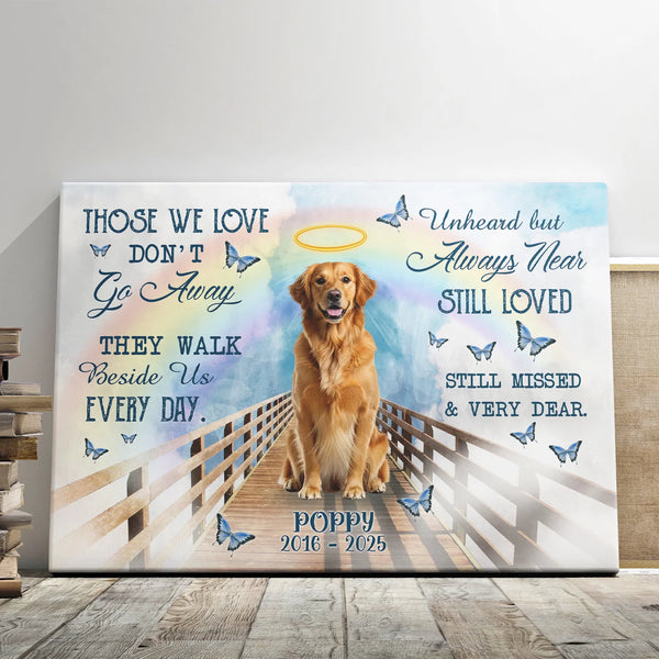 Pet Memorial Personalized Canvas Prints - Custom Photo & Text - 5 Sizes - Dog Loss Gifts, Those We Love Don't Go Away - Dem Canvas