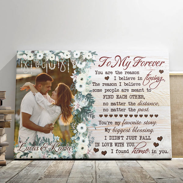 Couple Personalized Canvas Prints - Custom Photo & Text - 5 Sizes - Love Gifts, Anniversary Gift, To My Forever, I Found Home In You - Dem Canvas