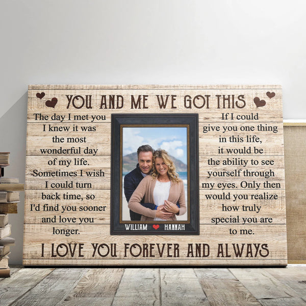 Couple Personalized Canvas Prints - Custom Photo & Text - 5 Sizes - Gift For Couple, You And Me We Got This,The Day I Met You - Dem Canvas