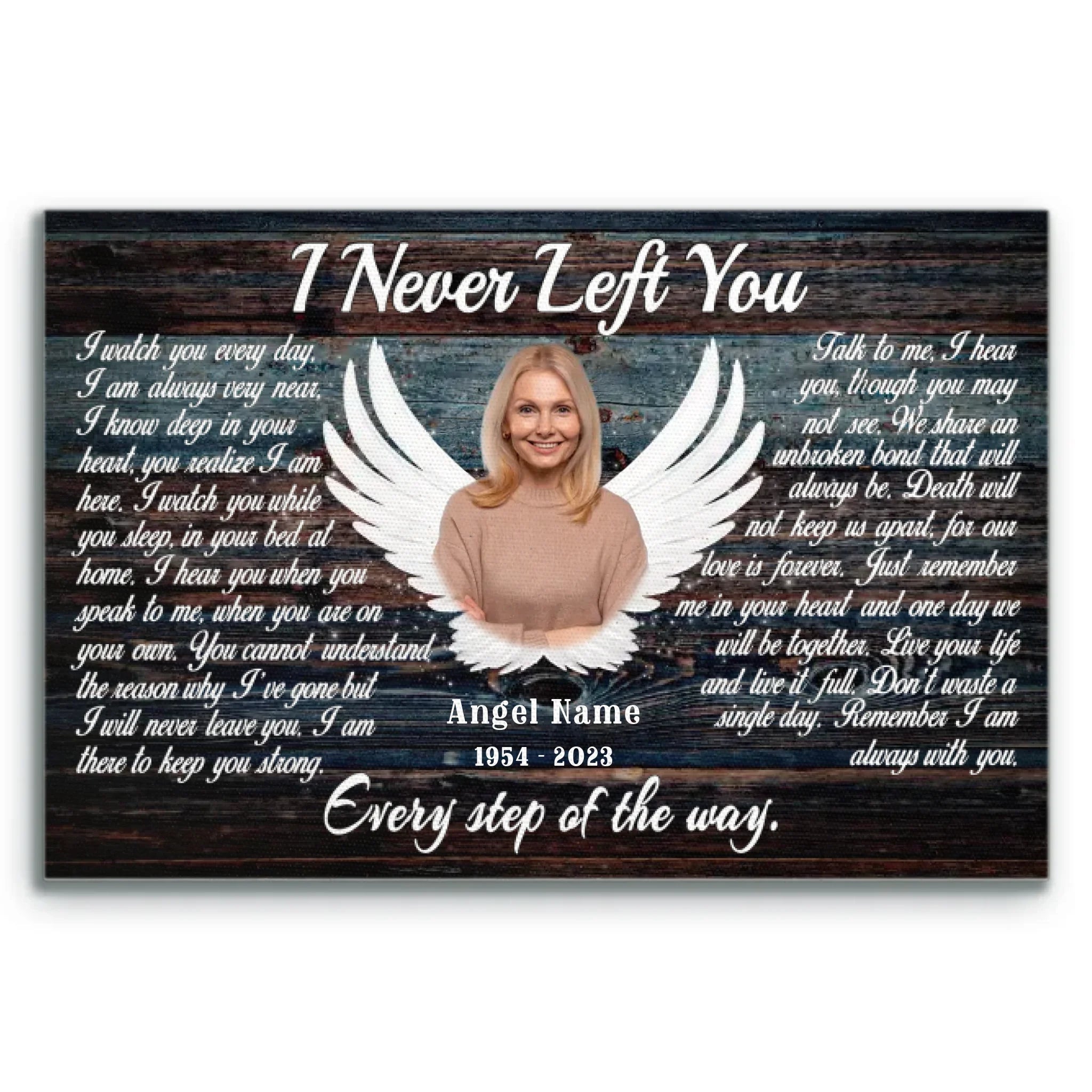 Personalized Canvas Prints, Custom Photo, Memorial Gifts, Sympathy Gifts, Angel Wings I Never Left You Love Dem Canvas 商品缩略图