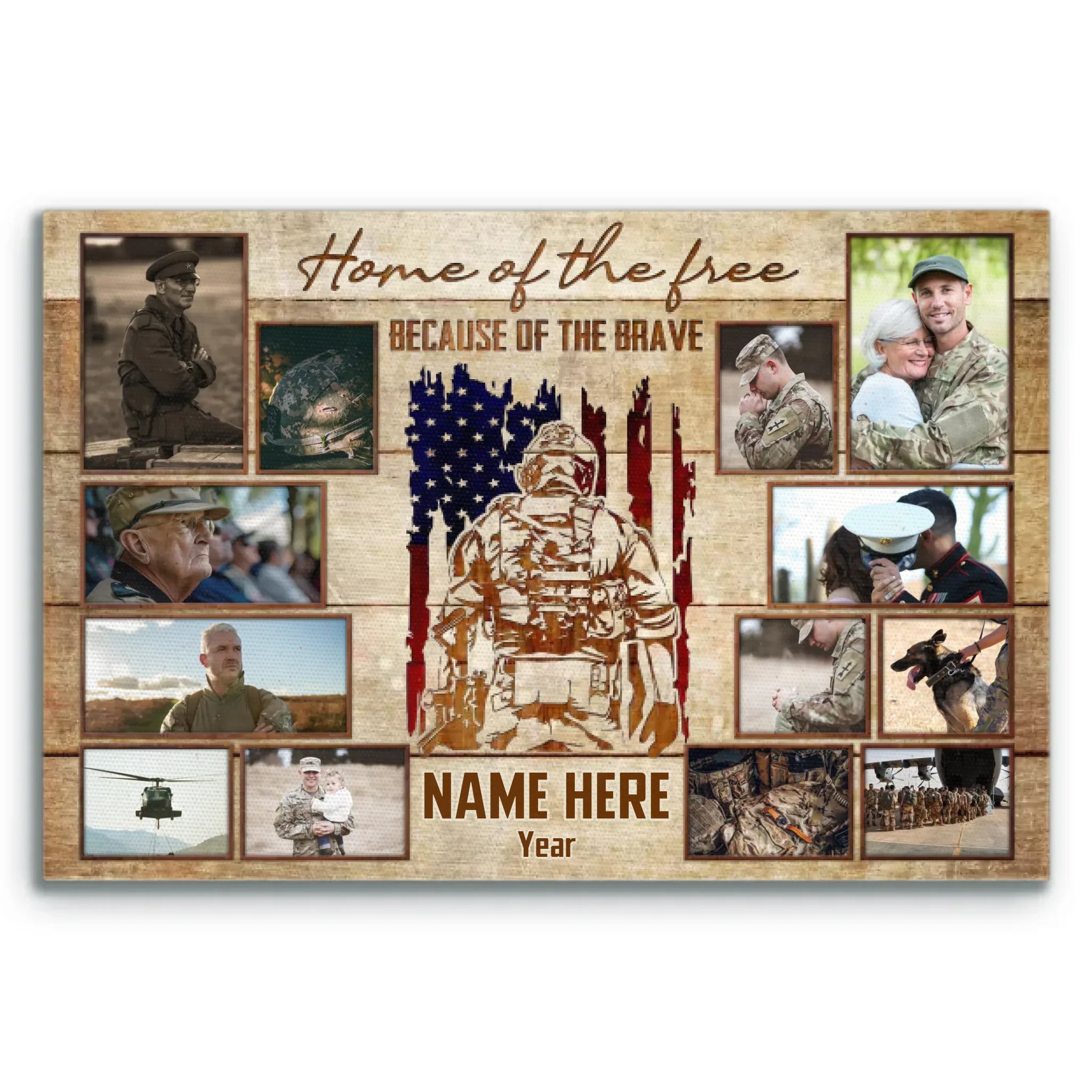Personalized Photo Canvas Prints, Custom Photos, Gift For Veterans, Army Soldiers, Dad Or Grandpa Memorial Gifts, Father's Day Canvas 商品缩略图