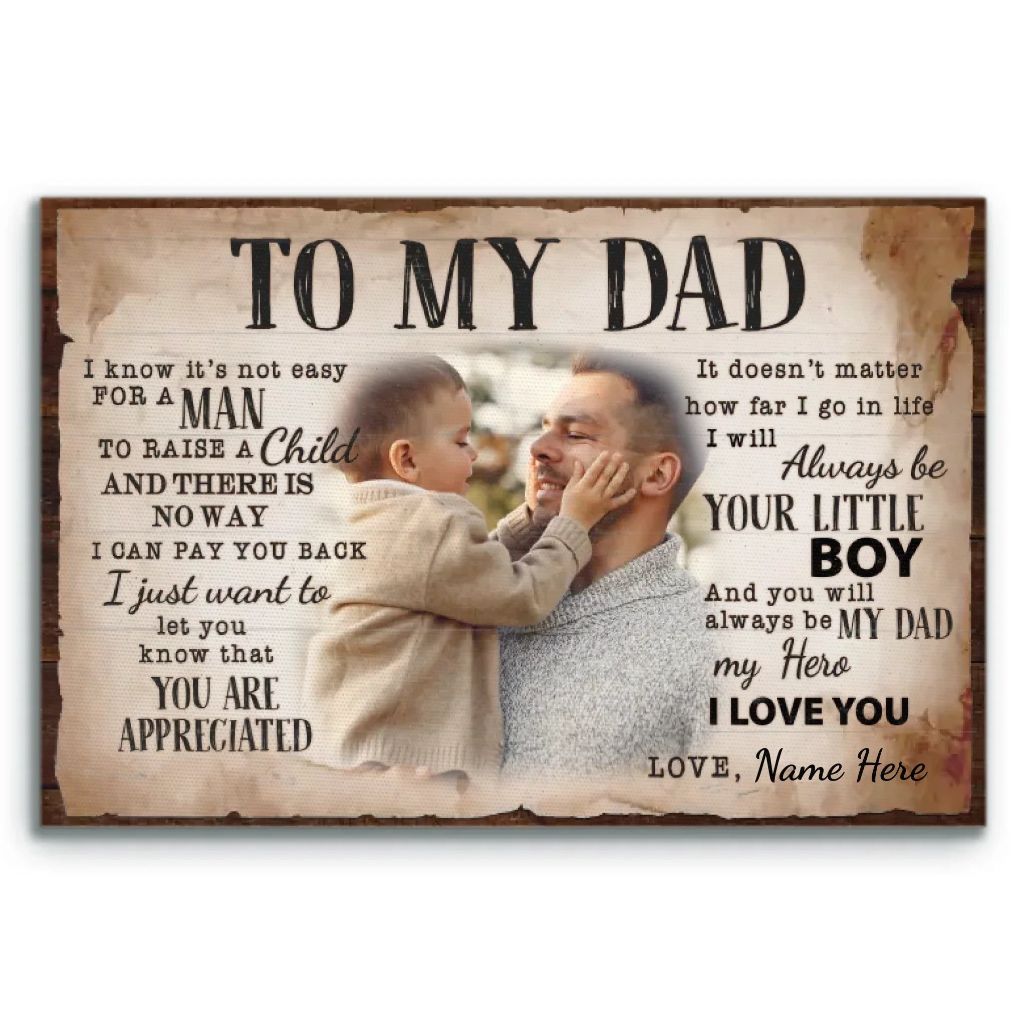 Personalized Canvas Prints, Custom Photo And Name, Gift For Dad, Father's Day Gift, Love Dad, To My Dad Dem Canvas 商品缩略图