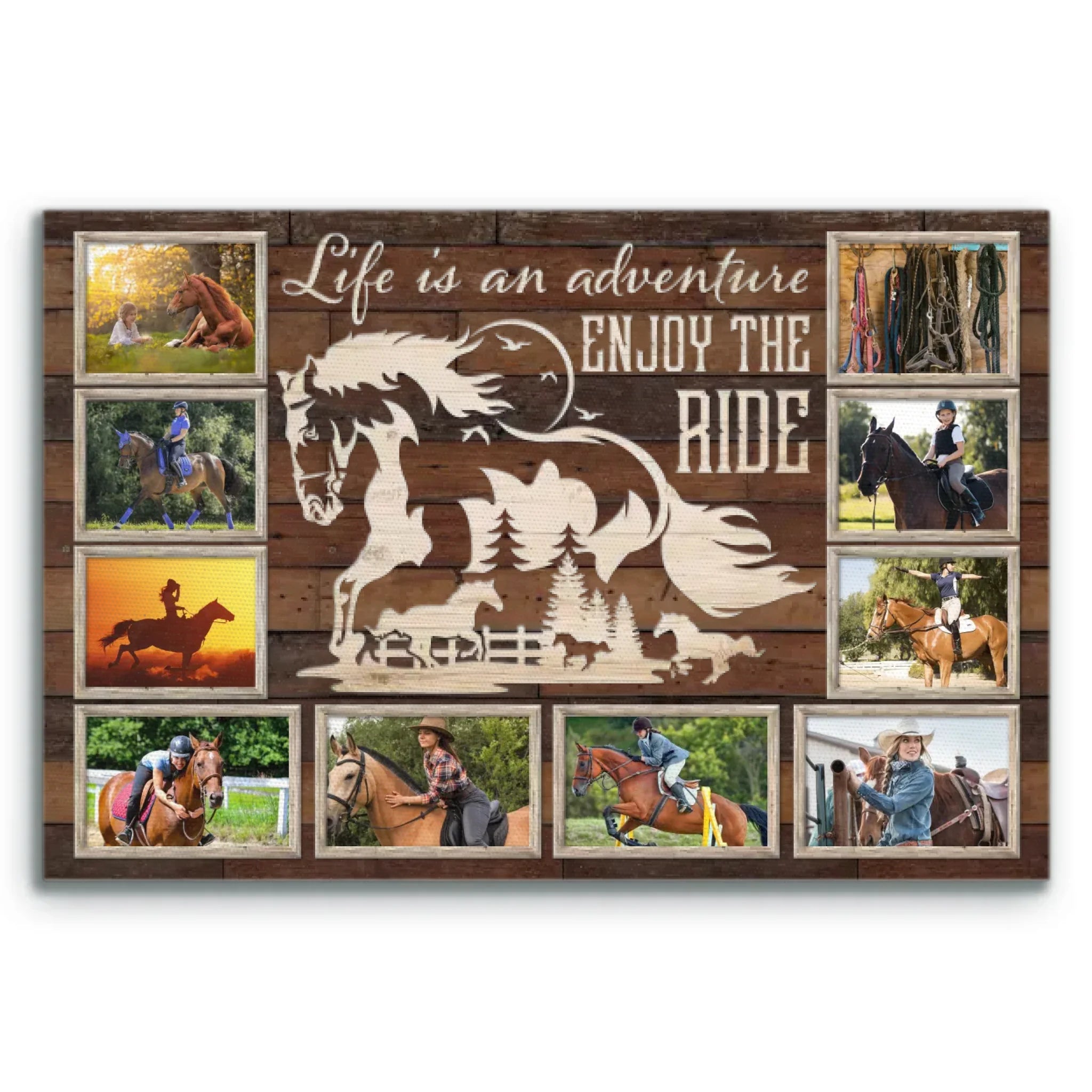 Personalized Canvas Prints, Custom Photo, Gift For Equestrians, Horse Gift, Gift for Horse Rider, Life Is An Adventure Enjoy The Ride Dem Canvas 商品缩略图