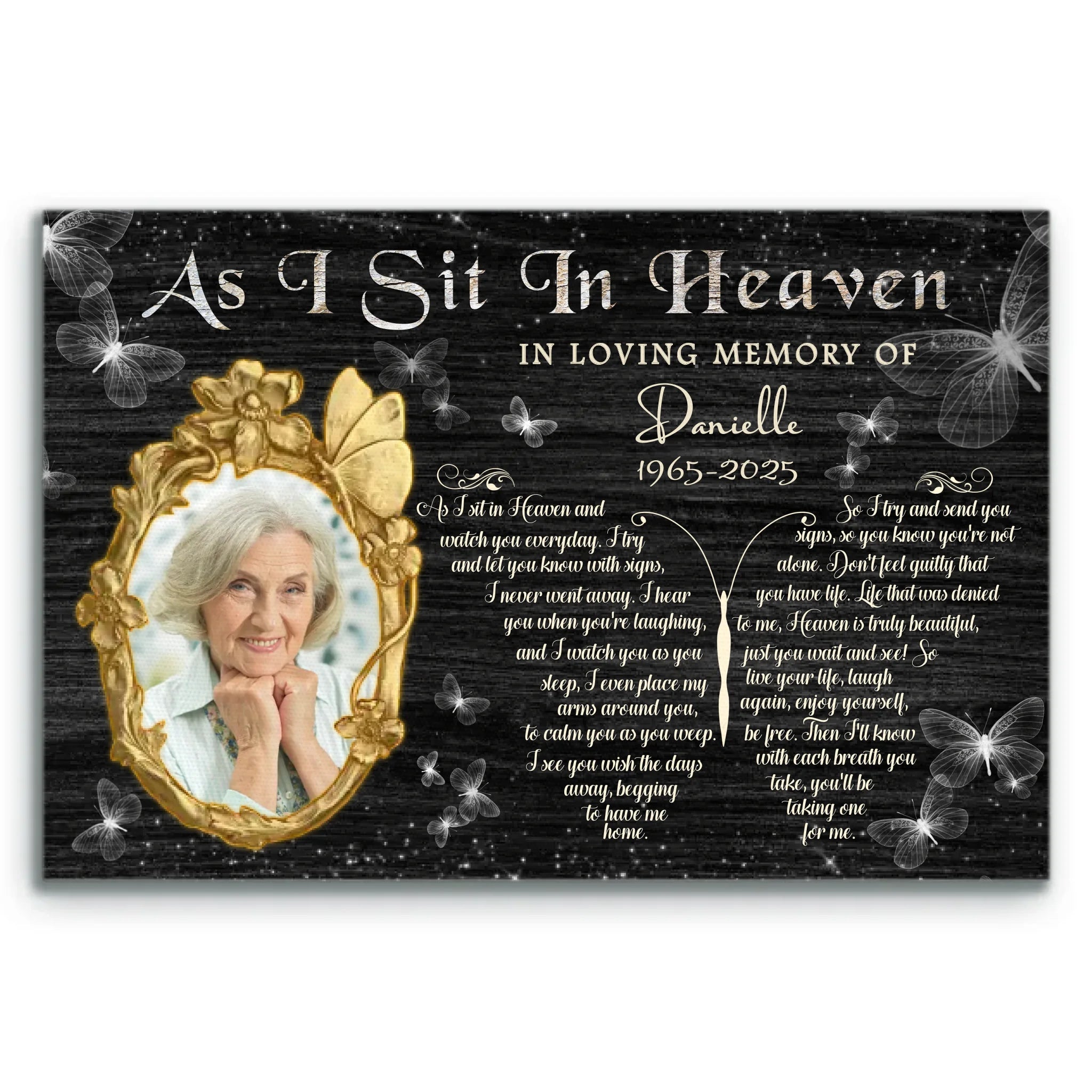 Memorial Personalized Canvas Prints - Custom Photo & Text - 5 Sizes - Sympathy Gifts, Loss Of Loved One, As I Sit In Heaven - Dem Canvas 商品缩略图