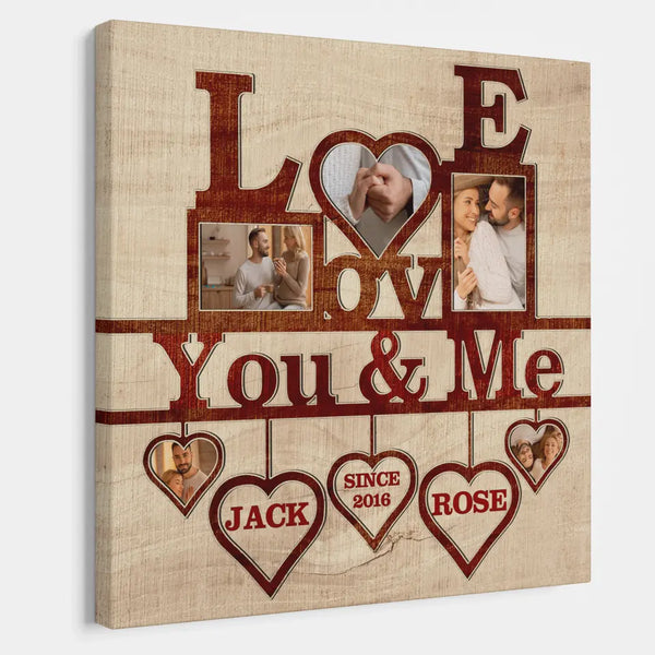Personalized Couple Canvas, Custom Canvas For Wife Husband, Heart Shape Love Frame With Photo & Name Dem Canvas