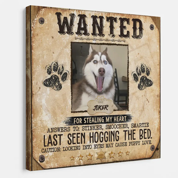 Personalized Canvas Prints Name And Upload Photo - Dog Wanted For Stealing My Heart Dem Canvas