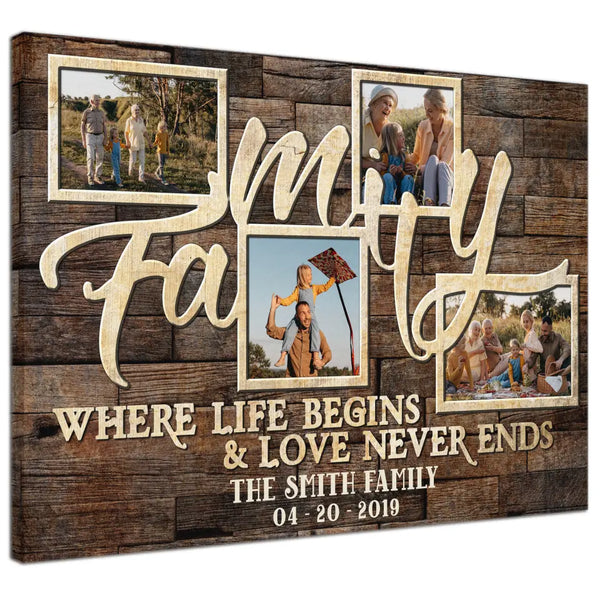 Custom Photo Family Anniversary Wall Art Poster Gifts For Family Love Never Ends DemCanvas
